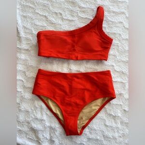Old Navy Orange Textured High Waisted Bikini